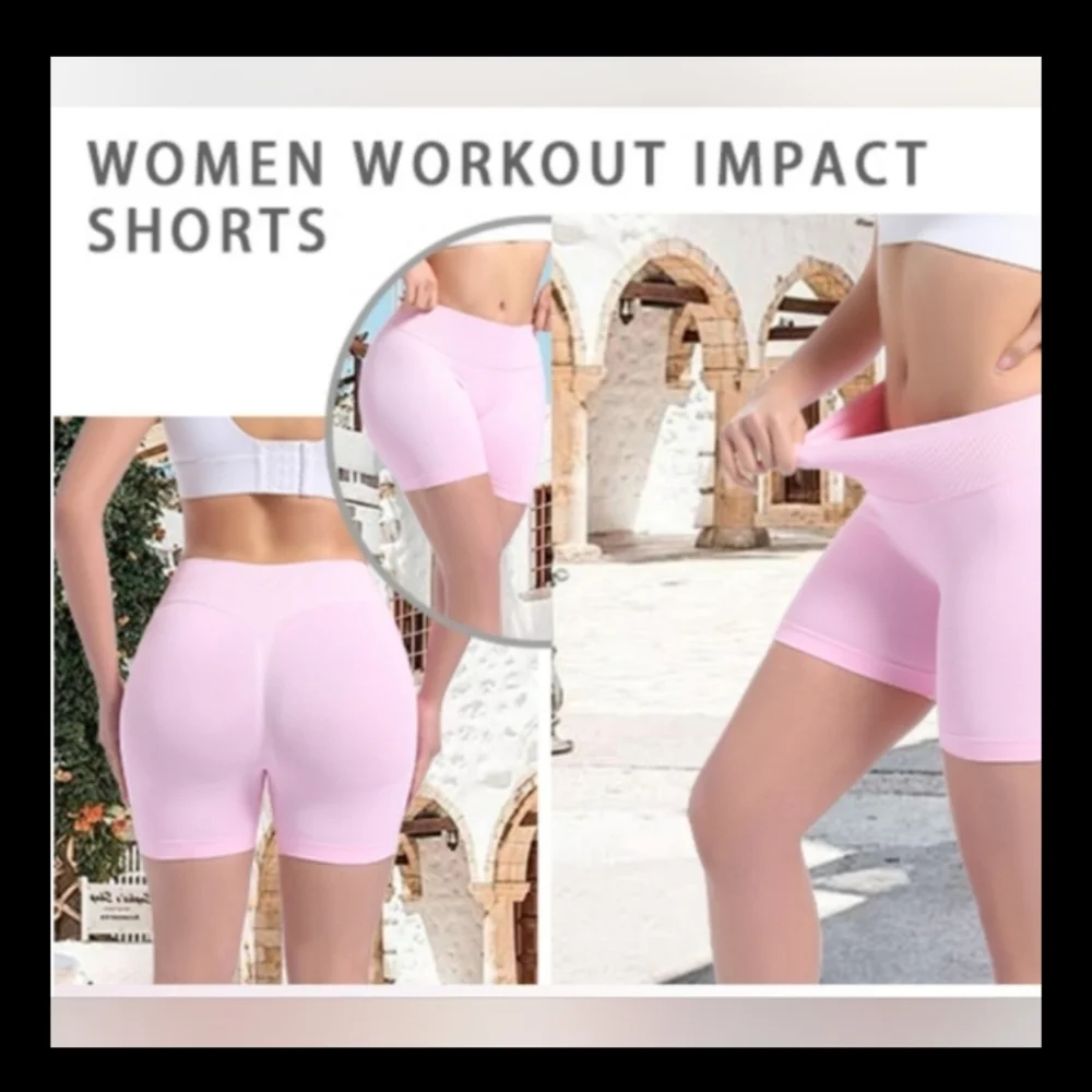 NWT 2 Ea. 3.6" Women Seamless High Waisted Scrunch Butt Lifting Shorts. Teal Co - Picture 2 of 7